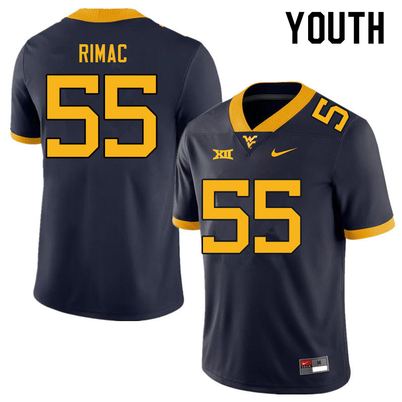 NCAA Youth Tomas Rimac West Virginia Mountaineers Navy #55 Nike Stitched Football College Authentic Jersey LF23B81CA